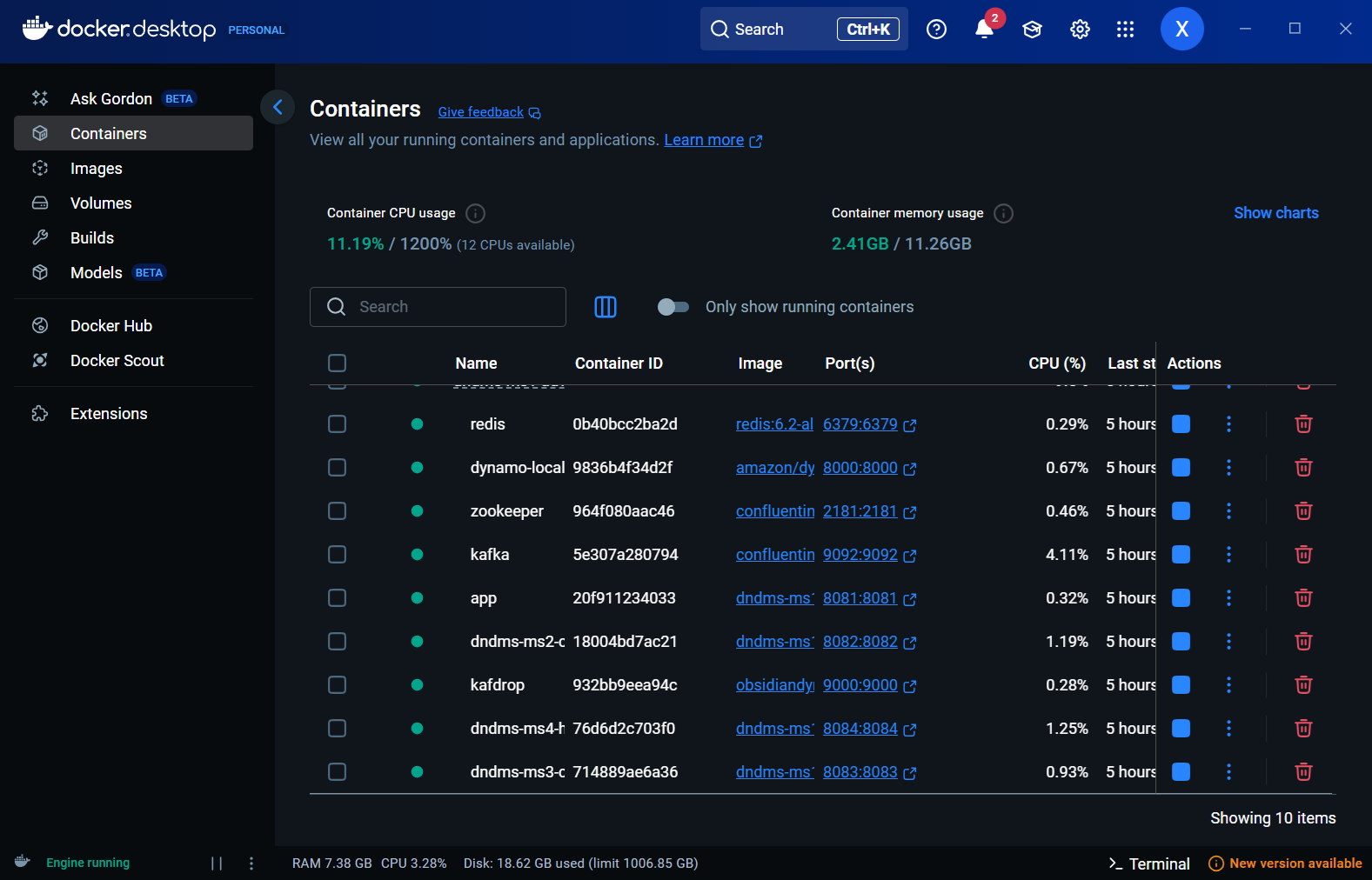 All containers in Docker Desktop