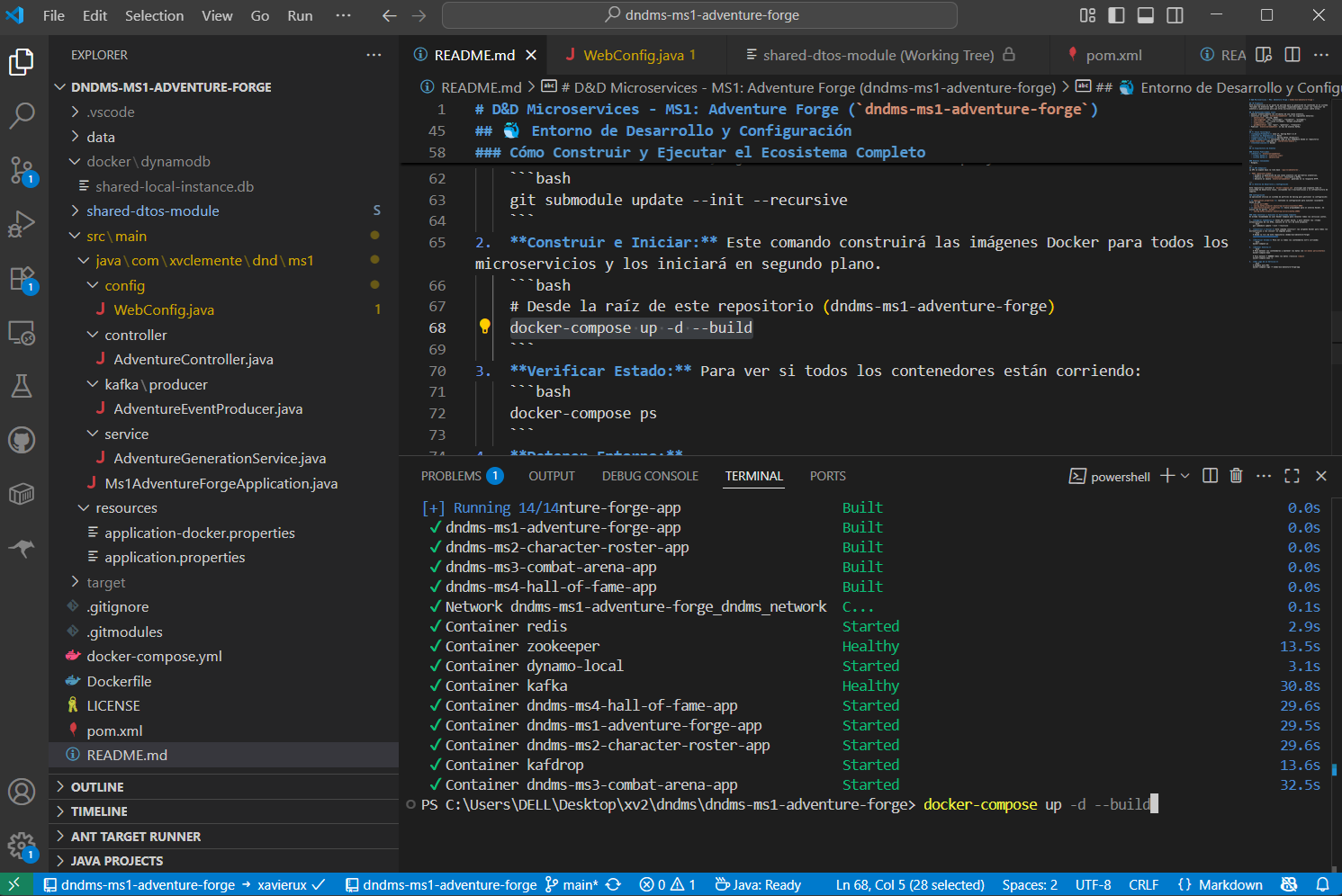 VCode principal project dndms-ms1-adventure-forge